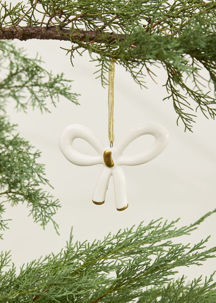 Luella Bow Ornament - White Gold
