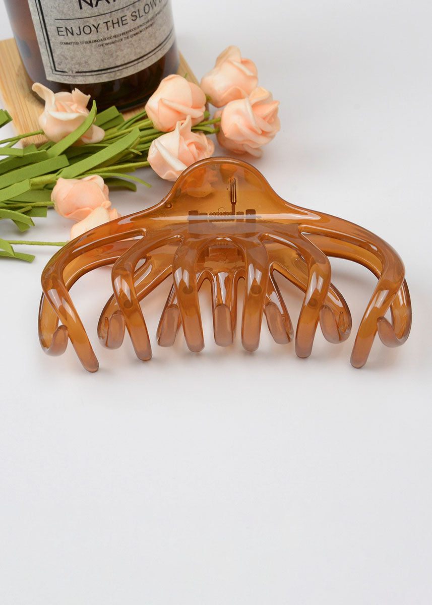 Transparent French Claw Clip - Coffee