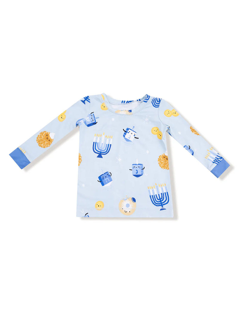 2-Piece L/S Pajama Set - Hanukkah Blue