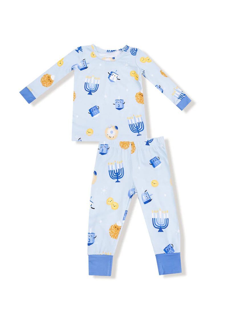 2-Piece L/S Pajama Set - Hanukkah Blue