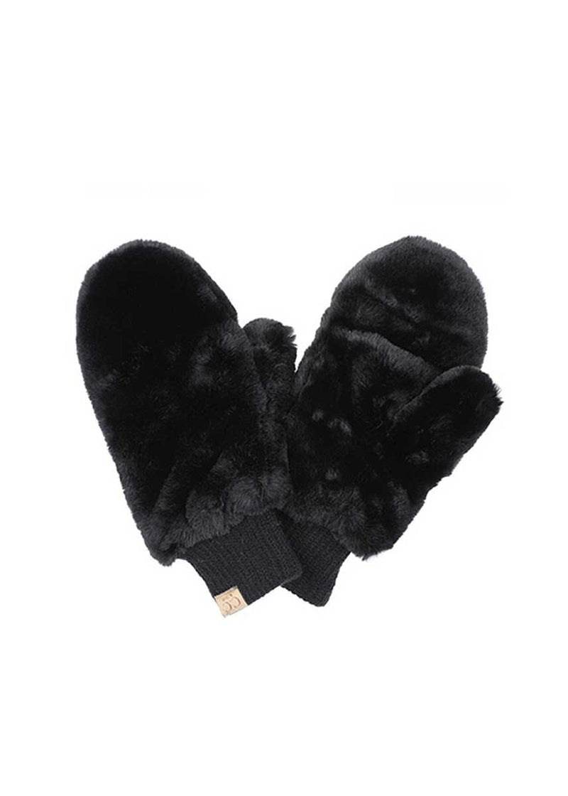 Cozy Paws Faux Fur Mitten - Black