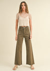 Sam Straight Wide-Leg Denim Pant - Washed Brown