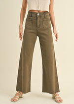 Sam Straight Wide-Leg Denim Pant - Washed Brown