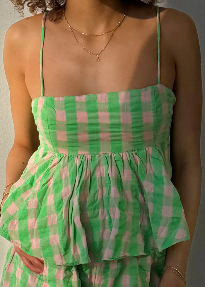 Mia Plaid Tank - Exotic Lime Combo