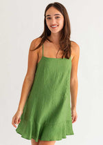 Brooke Tiered Button-Back Mini Dress - Green