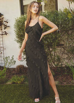 Leena Diagonal Ruffled Maxi Dress - Black