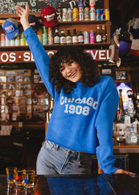 Chicago 1908 Classic Crew Sweatshirt - Vintage Royal Blue