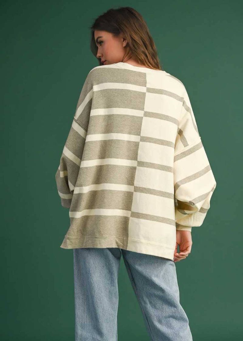 Iris Striped Sweater - Brown Ash & Cream