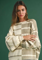 Iris Striped Sweater - Brown Ash & Cream