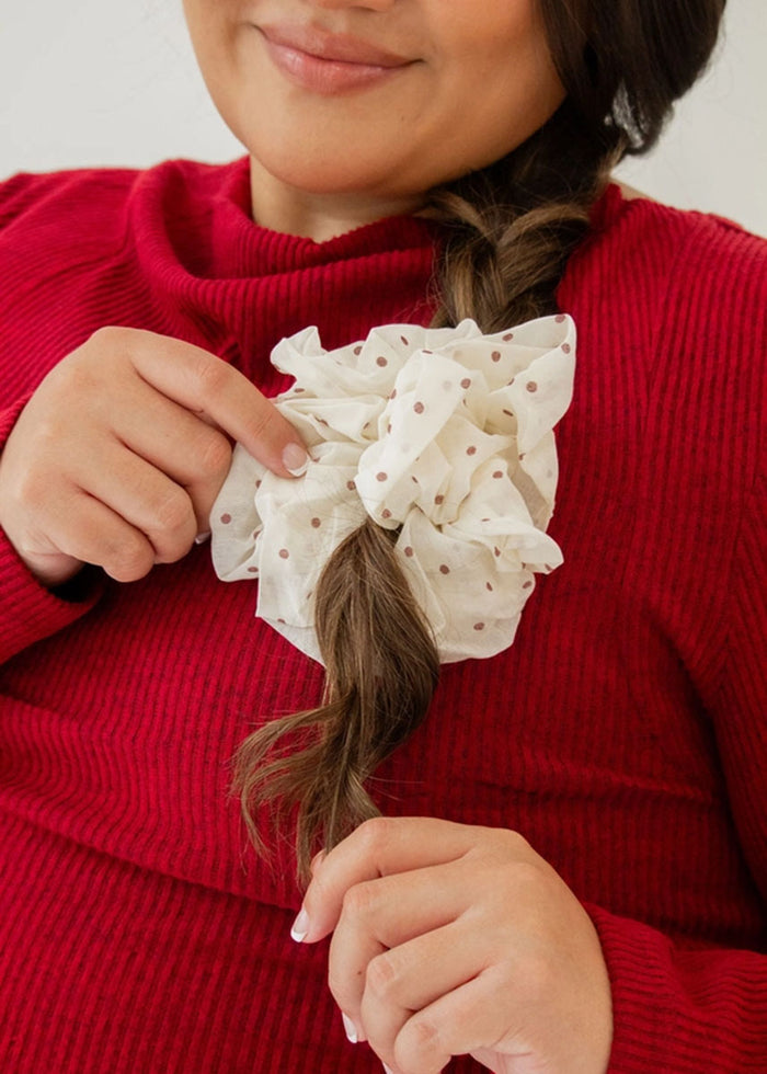 Jumbo Spotted Scrunchie - Red