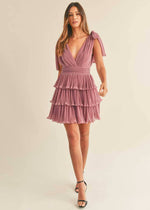 Anna Tiered Mini Dress - Dusty Purple
