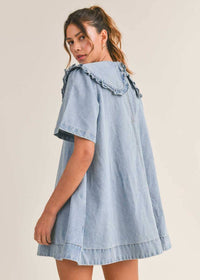 Wendy Ruffled Denim Mini Dress - Light