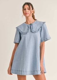 Wendy Ruffled Denim Mini Dress - Light