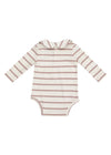 Peter Pan Collar Bodysuit - Misty Rose Rib Stripe