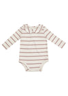 Peter Pan Collar Bodysuit - Misty Rose Rib Stripe