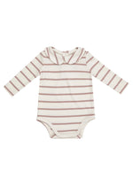 Peter Pan Collar Bodysuit - Misty Rose Rib Stripe