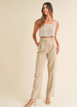 Genevieve Sequin & Pearl Crop Top - Nude