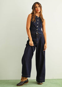Padma Wide Leg Denim Pants - Indigo