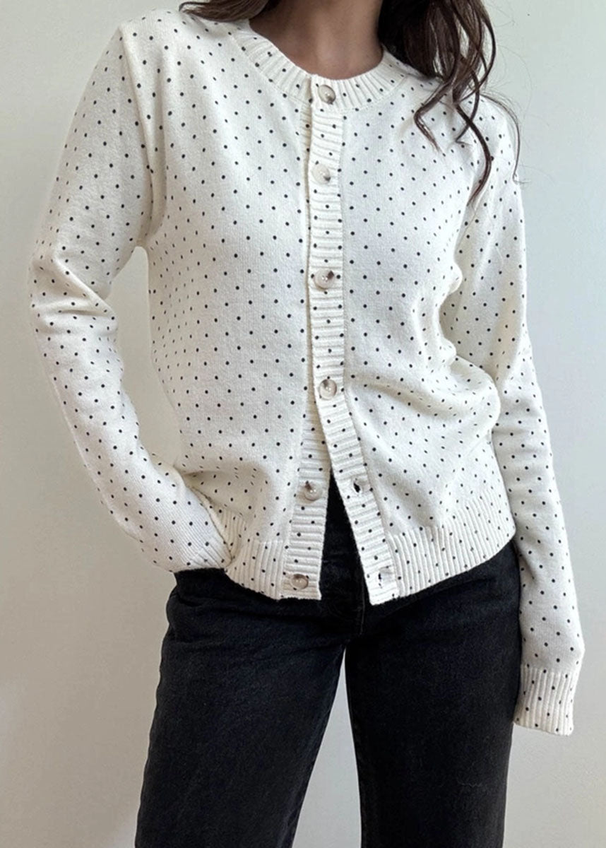 Edie Polka Dot Cardigan - Cream