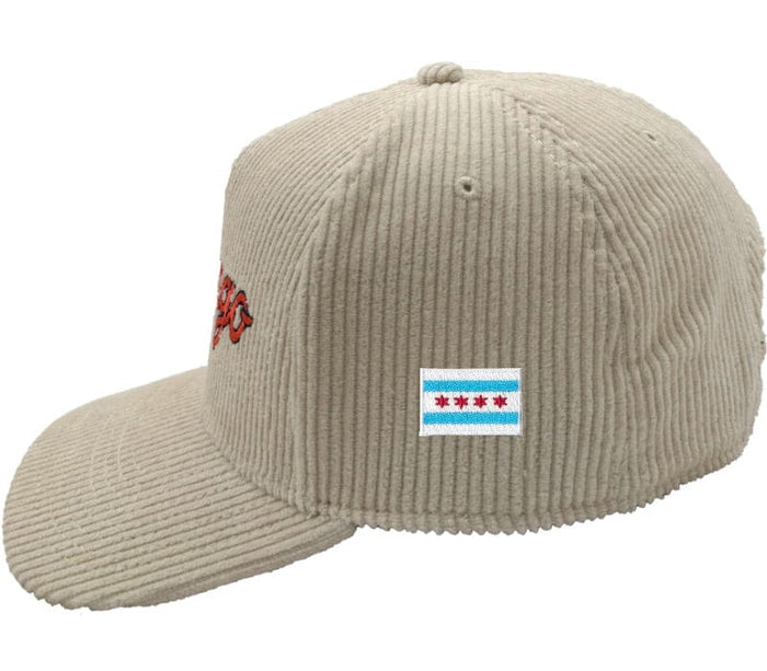 Chicago Forever Wide Whale Cord Hat - Cream & Orange