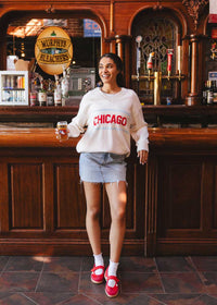 Chicago Striped Oversized V-Neck Sweater - Ivory