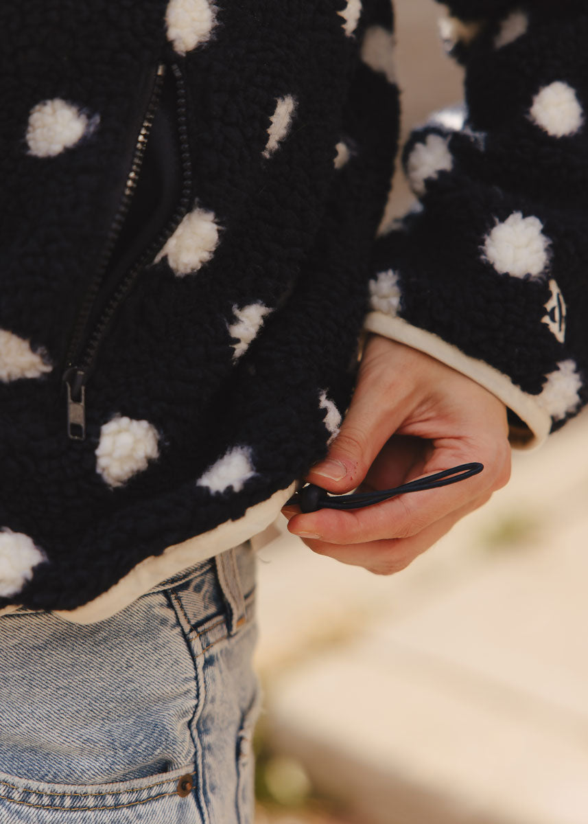 Alice Polka Dot Quarter Snap Fleece - Navy