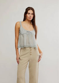 Stevie Lace Tank - Pearl Blue