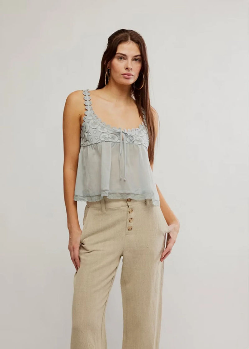 Stevie Lace Tank - Pearl Blue