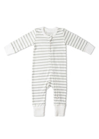 Organic 2-Way Zipper Romper - Fog Stripes