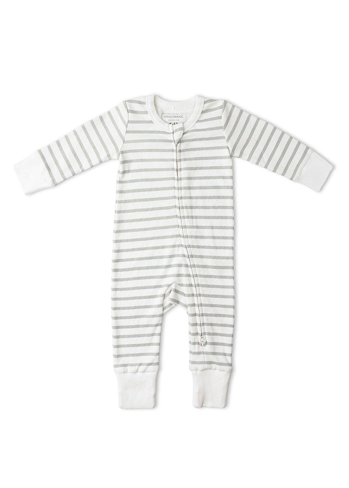Organic 2-Way Zipper Romper - Fog Stripes