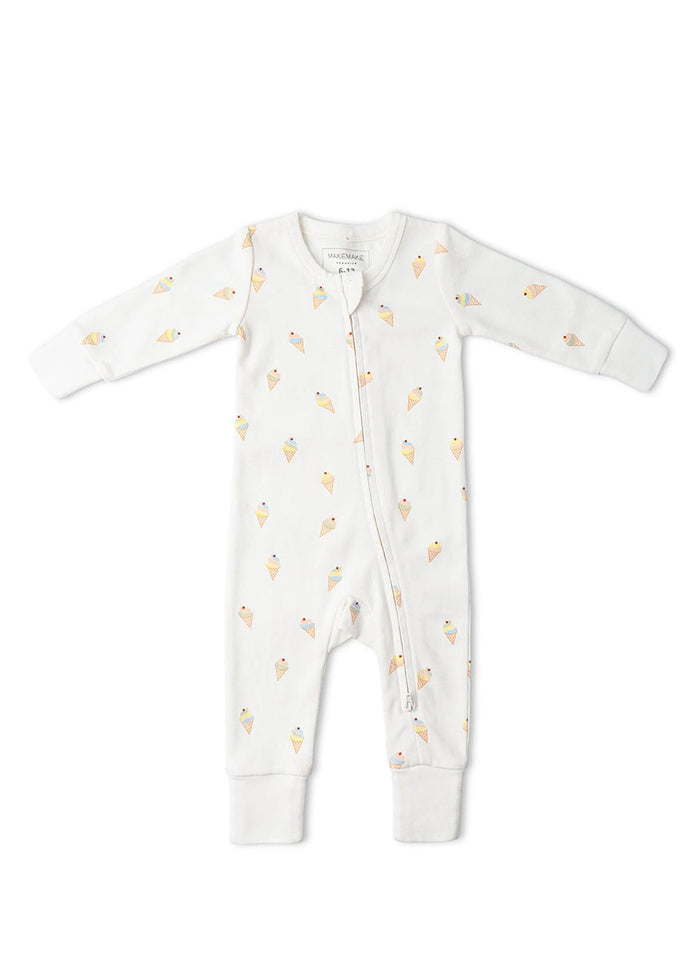 Organic 2-Way Zipper Romper - Ice Cream