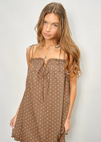Iva Polka Dot Mini Dress - Brown