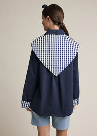 Juno Gingham Scarf Nylon Jacket - Navy
