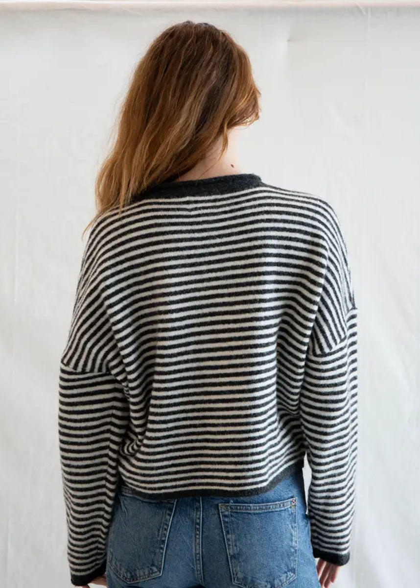 Piper Mini Striped Cardigan - Charcoal