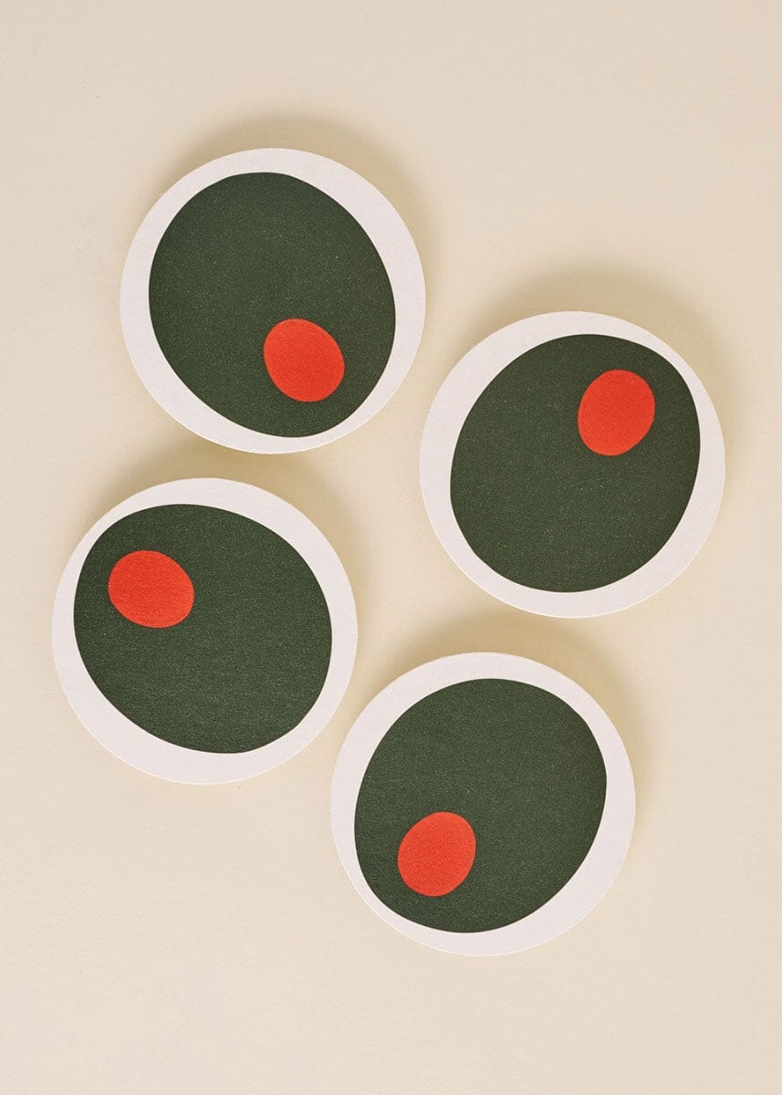 Pimento Olive Coasters - Set of 4