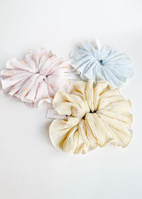 Pleated Floral Mega Scrunchie - Yellow