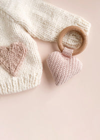 Crochet Heart Rattle Teether