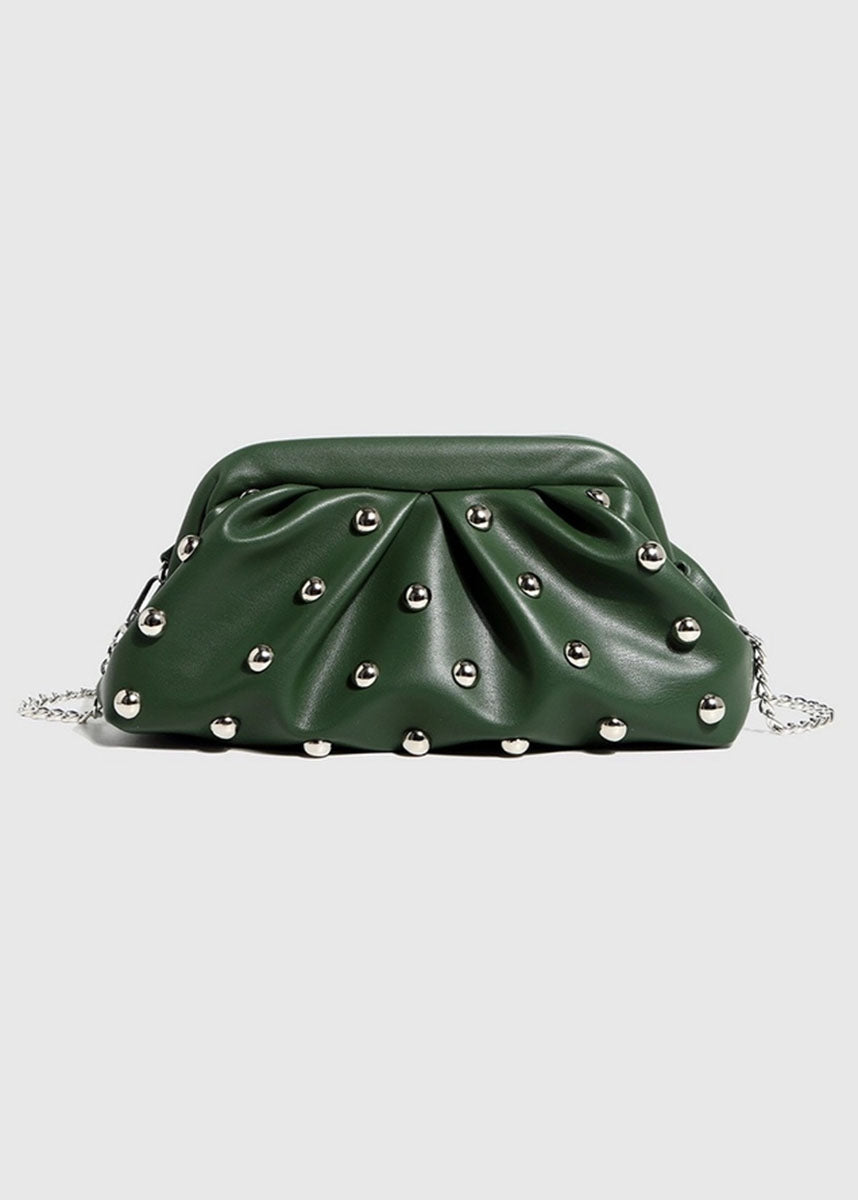 Studded Dumpling Clutch - Green