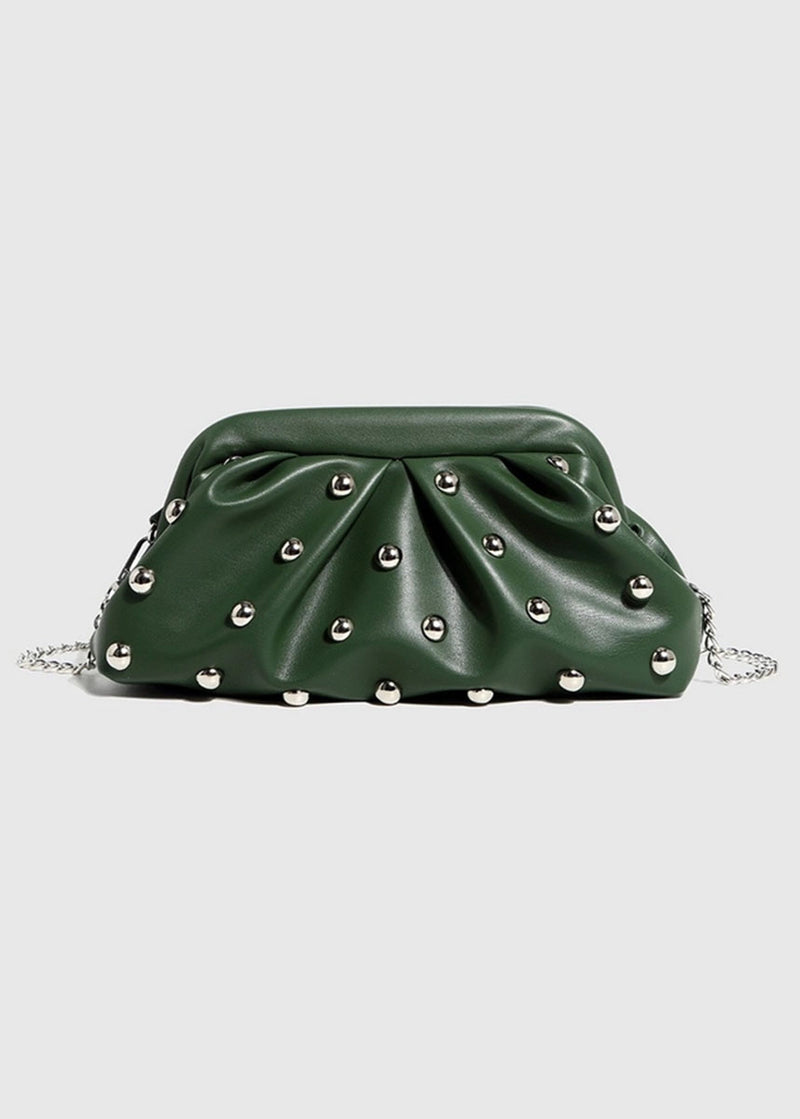 Studded Dumpling Clutch - Green