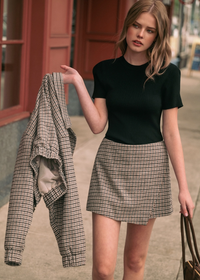 Drew Houndstooth Jacket - Brown Black