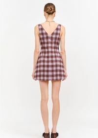 Victoria Plaid Mini Dress - Mauve