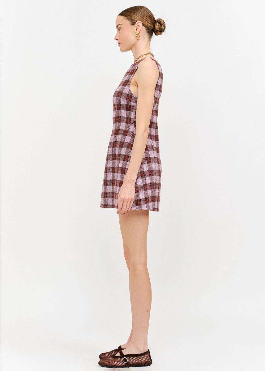 Victoria Plaid Mini Dress - Mauve