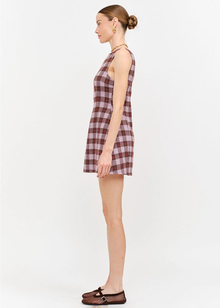 Victoria Plaid Mini Dress - Mauve