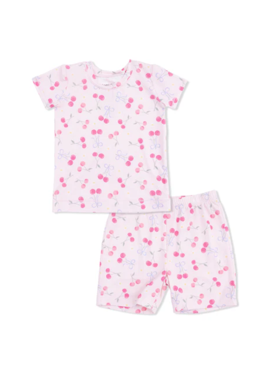 2-Piece Pajama Shorts Set - Sweet Bow Cherries
