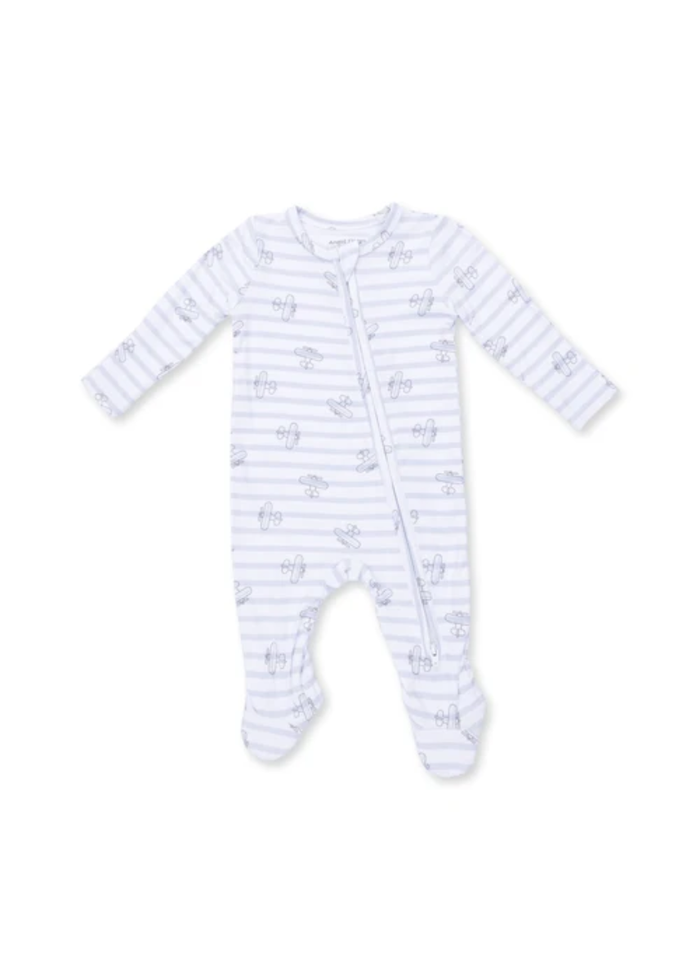 2-Way Zipper Footie - Airplane Stripe