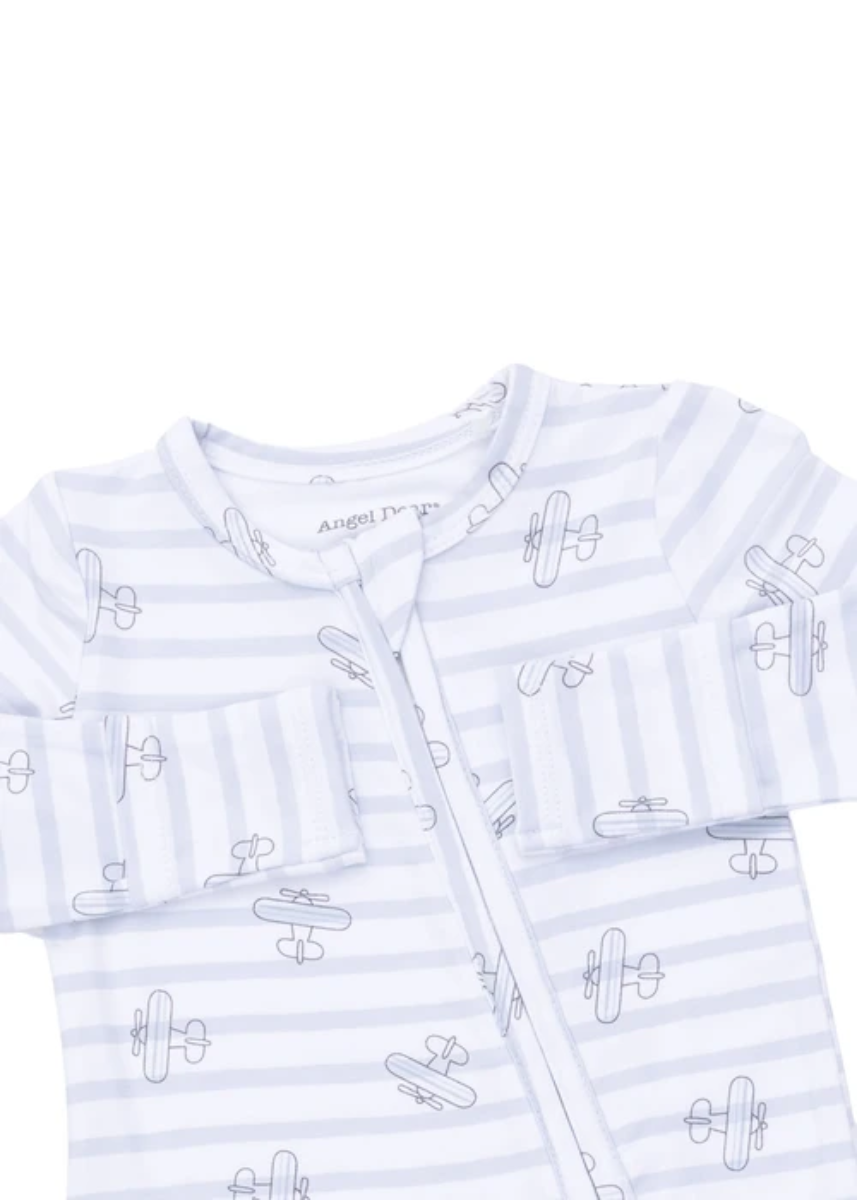 2-Way Zipper Footie - Airplane Stripe