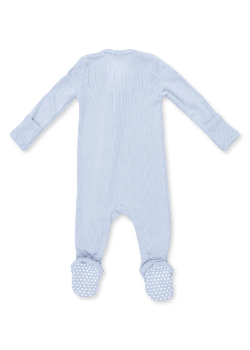 2-Way Zipper Footie - Sheer Blue Rib