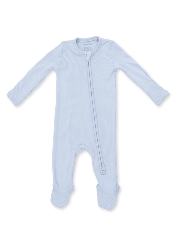 2-Way Zipper Footie - Sheer Blue Rib
