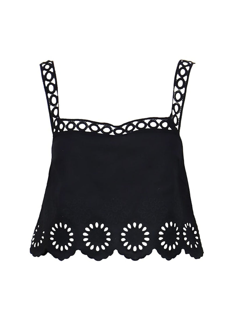 Ronda Eyelet Tank - Black