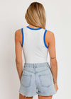 Izzie Sleeveless Color Block Bodysuit - White & Blue